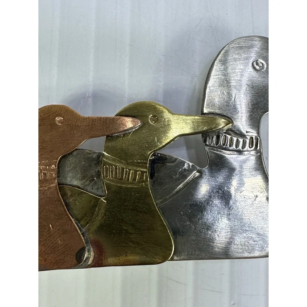 Vintage Silver Tone Brass Copper Swimming Duck Mallard Brooch